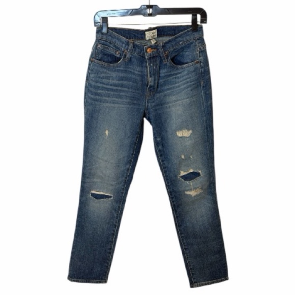 J.Crew Slim Broken-In Boyfriend Jeans Size 24 Distressed Medium Wash Denim